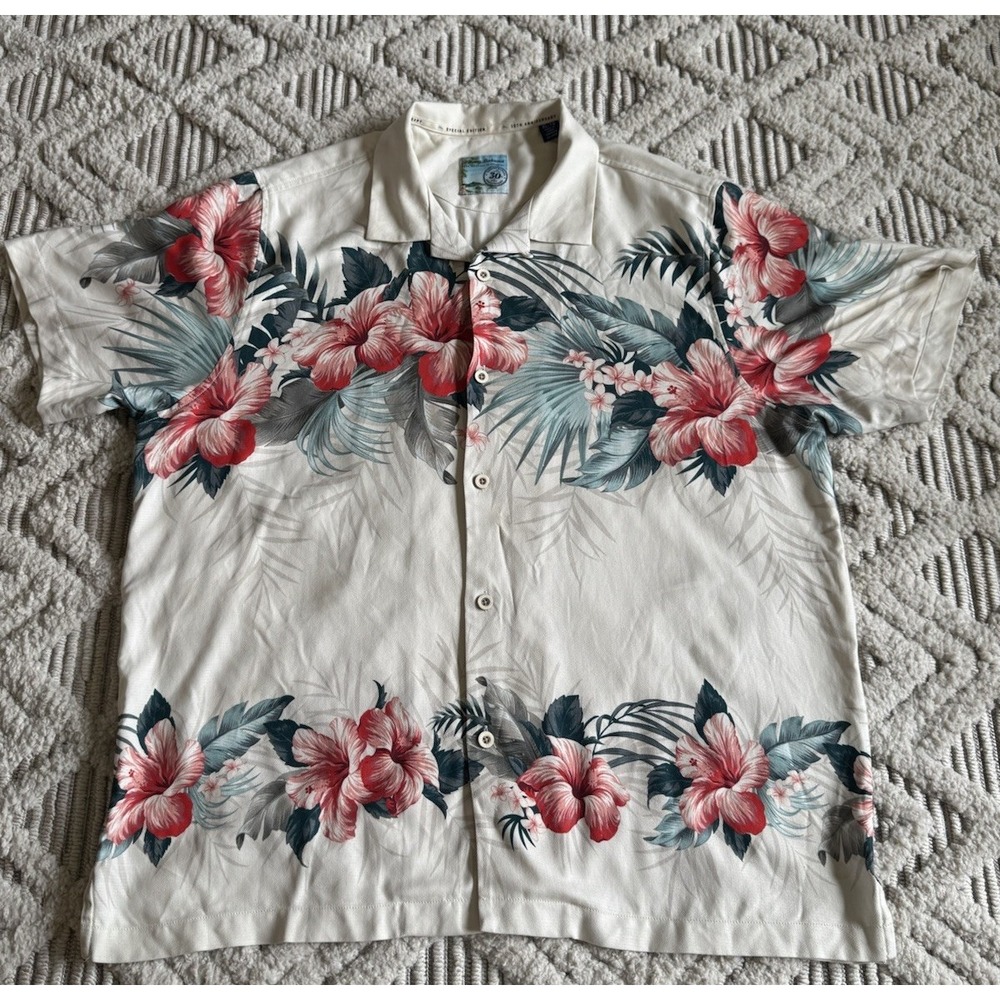 Tommy Bahama Shirt Mens XL Ohana Tropics Silk Camp 30th Anniversary